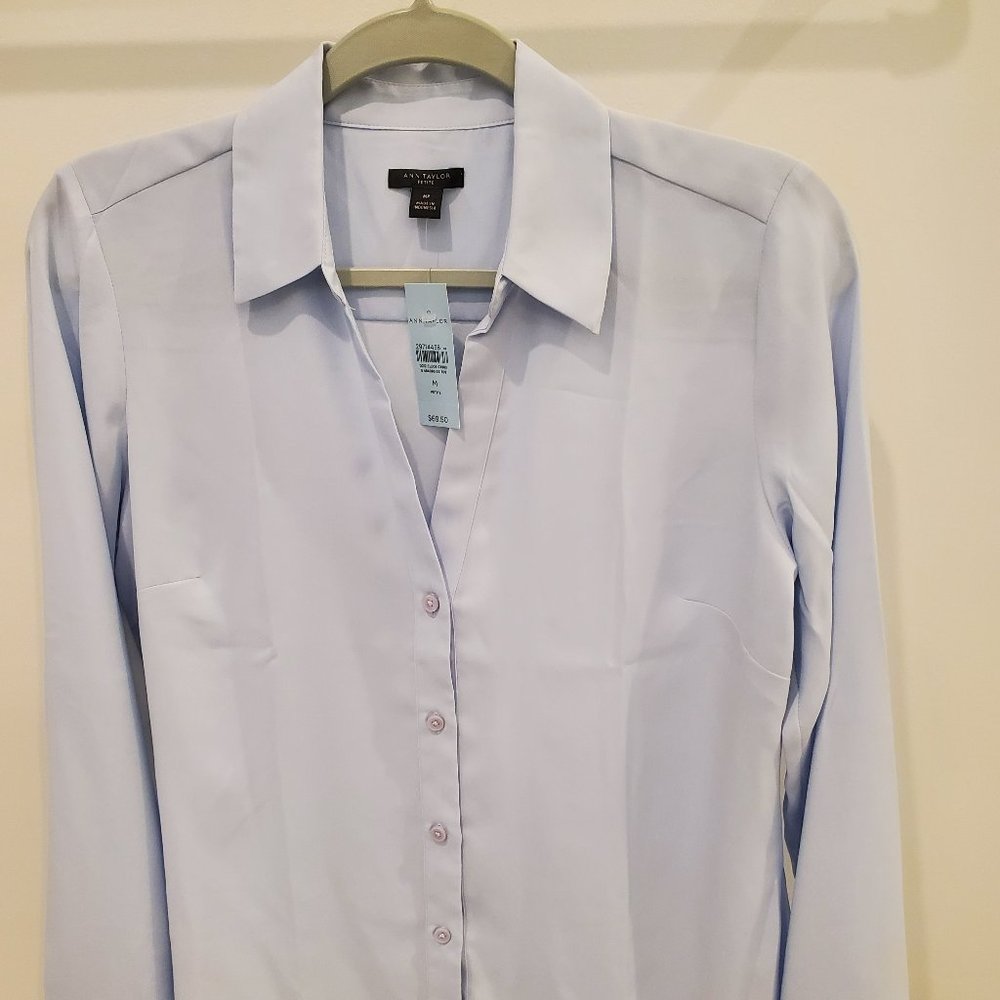 Ann Taylor Blouse Lt Blue PM NWT